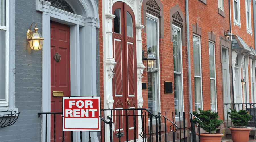 London houses with a 'for rent' sign